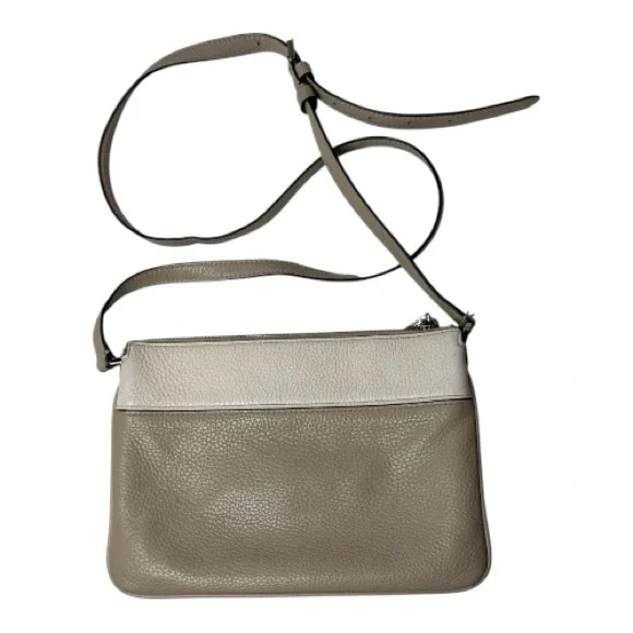 Kate Spade Leila Triple Gusset Two Toned Beige and Cream Pebbled Crossbody Bag - Picture 2 of 12